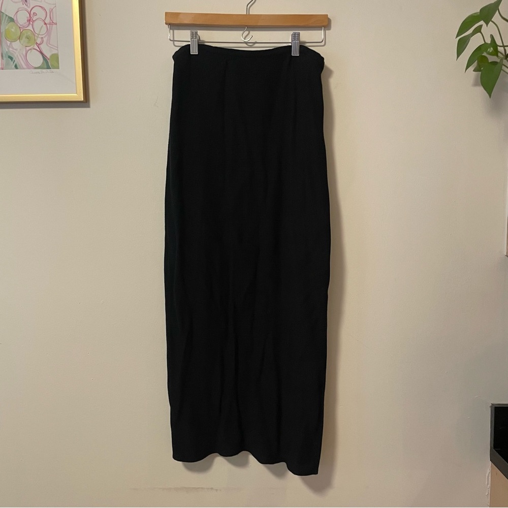 Eileen Fisher Black Textured Midi Skirt